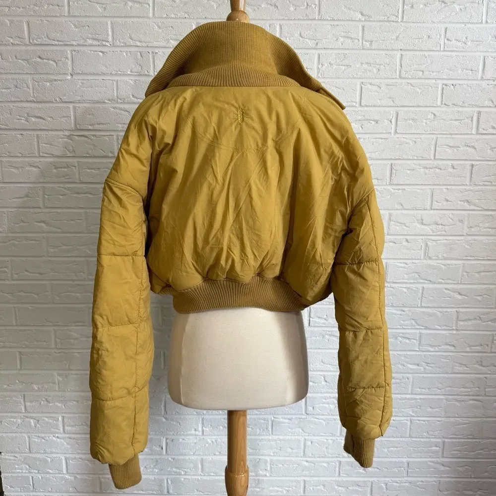 Free People Movement Boulder Babe Banded Mustard Puffer Size Small - Picture 5 of 9